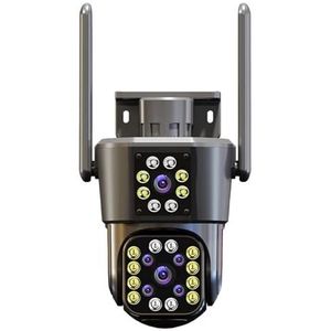 Bewakingscamera, IP HD Outdoor Waterdichte Camera PTZ 8X Zoom Drie Lens Drie Schermen CCTV Videocamera Beveiliging(8MP add 32G Card)