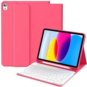 Toetsenbordhoes voor iPad (A16) 11e/10e Generatie, Afneembare Toetsenbordhoes voor iPad A16 11 Inch 2025 10e Generatie 10,9 Inch 2022,Rood