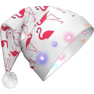 OdDdot Roze flamingopatroon print kerstmuts, kerstmuts, kerstmuts voor unisex volwassenen, geschikt voor nieuwjaar, feestelijke feestdagenfeest