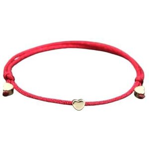 Handgemaakte roestvrijstalen bedelarmband dun rood touw draad string armbanden geschikt for vrouwen mannen paar mode-sieraden cadeau(Color:Heart wine)
