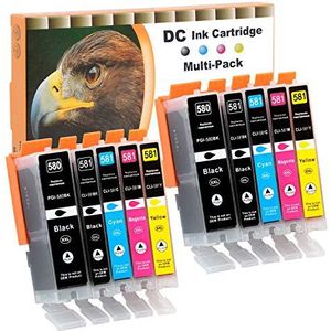 DC PGI-580XXL CLI-581XXL compatibel met Canon 580 581 inktpatronen voor Canon Pixma TS6150 TS6151 TS8150 TR8550 TS8250 TS6250 TS9150 TR7550 TS8151 TS8251 TS825252 TS915 5 TS9550 (10 stuks)