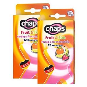 Condooms chaps fruit & fun, 24 stuks, kleurrijke condoommix, Made in Germany
