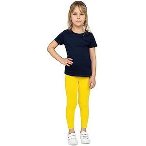 looksy Meisjes Katoenen Leggings Enkellang Zachte en Ademende Broek voor Kinderen Perfect voor School Dans Sport en Dagelijks Gebruik Verkrijgbaar in Klassieke en Heldere Kleuren, Geel, 104 cm