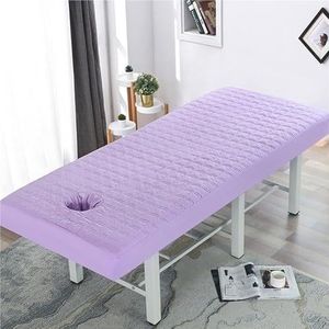 Katoenen Beauty Bed Cover Wasbare Massage Bed Cover Met Gezichtsgat, Zachte Wasbare SPA Massagetafel Gezichtshanddoek Geschikt For Salons SPA En Therapeuten(Lavender Purple,80x190cm)