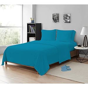 MistyMorning Onderlaken, zacht en premium kwaliteit beddengoed en linnen, Egyptisch katoen met 200 draadtelling (groenblauw, kingsize)