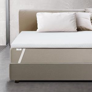 The White Stone Topper traagschuim voor tweepersoonsbed, geventileerd, 6 cm, matrasoplegger met afneembare overtrek, antibacterieel en antischimmel (160 x 200 cm)