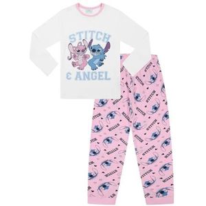 Disney Lilo & Stitch pyjama met lange steek en engel voor meisjes, Wit, 9-10 jaar