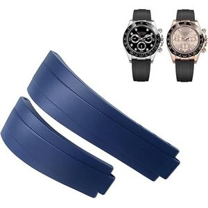 dayeer Rubber Horlogeband Fit Voor Rolex Daytona Submariner Rol OYSTERFLEX Yacht Master Korte Gesp Kleine Polsband 20mm 21mm (Color : Blue, Size : 21mm)