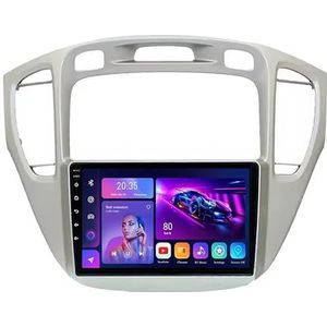 9"" 2 DIN Android 14 Autoradio Stereo voor Toyota Highlander 1 XU20 2001-2007 met draadloze CarPlay Backup Camera Stuurwielbediening GPS Navigatie Bluetooth(Silver,L100(2+32G))
