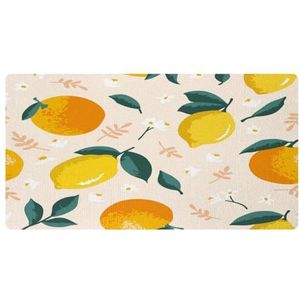VAPOKF Zomer citroen en oranje met bladeren keukenmat, antislip wasbaar vloertapijt, absorberende keukenmatten loper tapijten voor keuken, hal, wasruimte