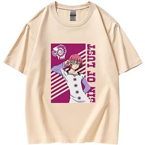 The Seven Deadly Sins T-shirt Anime Gowther Korte Mouw Ronde Hals T-Shirt Unisex Zomer Casual Katoenen T-shirts, Abrikoos, S