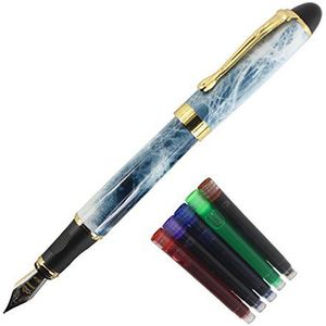 Gullor extra fijne gladde vulpen 450 originele pen penpunt en inktpatroon set - blauw marmer