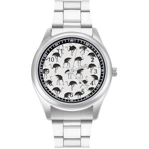 Cartoon Struisvogel Vogel Klassieke Heren Horloges Voor Vrouwen Casual Mode Zakelijke Jurk Horloge Geschenken