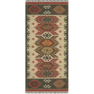 Casavani - Vloerkleed, 8 x 10 kelim tapijt, omkeerbaar tapijt, rood, donkergrijs, wollen jute tapijt, binnen en buiten, platgeweven tapijt, handgeweven Zuidwestelijke tapijten voor groot oppervlak,