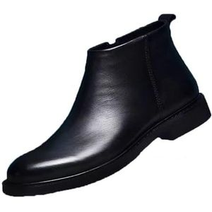 Men's Genuine Leather Handmade Chelsea Boots Fashion Formal Dress Side Zip Oxfords Boots (Color : Black, Size : EU 38)