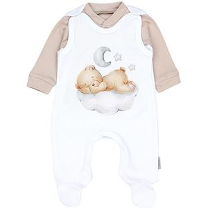 TupTam Baby Boxpakje en Jasje Set met Print, 2-delig, Beer op de wolk wit beige, 50