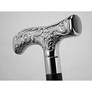 Antieke Wandelstok in messing, luxe wandelstok, mooie messing zilveren handvat, wandelstok voor dames en heren, geschenk