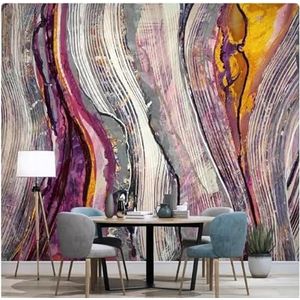 Abstracte Inktlijn Paars Goud 3D Behang Huis Kantoor Home Eetkamer Bank Slaapkamer Woonkamer TV Achtergrond Muur-300cm×210cm