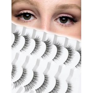 Kattenoogwimpers Wispy Wimpers Manga Cat Wimpers Natuurlijke Look 15mm Wispy Valse Wimpers 3D Volume Nep Wimpers Anime Wimpers Zachte Faux Nertsen Wimpers 7 paar Wimpers Pack