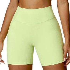 Dames Shorts Sport Shorts Voor Dames Nieuw Fietsen Joggen Fitness Hoge Taille Push Up Gym Workout Shorts Leggings -Licht geel groen-XL