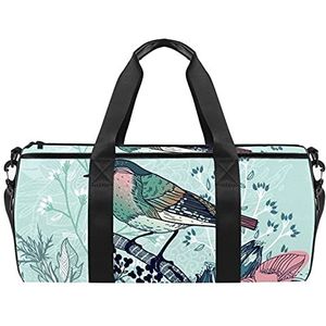 Reizen strandtassen, grote sport gym overnachting duffle vintage lente vogels bloemenprint schoudertas met droge natte zak