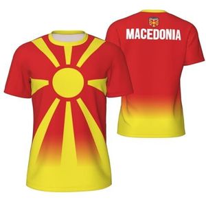 Sport Mesh T-Shirt Noord-Macedonië Vlag voor Running Bike Voetbal Tennis Voetbal Fitness Tees 3D Gedrukt, Meerkleurig, M
