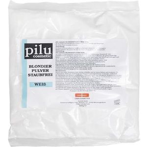 pilu cosmetic Blondeerpoeder, 500 g, zak, wit, stofvrij, zachte blondering, lichter maken tot 7 nuances, ultrasterk, blauw bleekpoeder, anti-gele tint (wit)