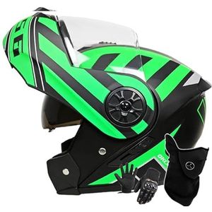 Motorhelm Systeemhelm Modulaire Helm Geïntegreerde Motorhelm Met Dubbel Vizier DOT/ECE-Gecertificeerde Bromfiets-Scooterhelm Voor Volwassenen Dames Heren O,S/55-56CM