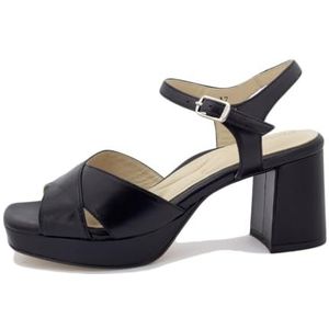 PieSanto - 240275 sandalen met hak van zwart leer voor dames, Zwart 36018, 45 EU