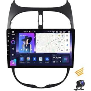 ZARAPLUS Android 13 2 DIN Bluetooth Autoradio 9 Inch Touchscreen Voor Peugeot 206 2004~2008 Met AHD Achteruitrijcamera/GPS-Navigatie/BT/Stuurwielbediening/Koelventilator/Multimediaspeler,NF7