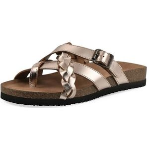 WHITE MOUNTAIN Harrington platte sandaal voor dames, Rosegold Metallic, 37.5 EU