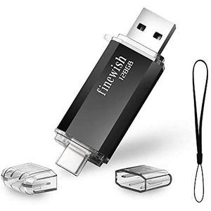 Type C USB-stick, 128 GB, 2-in-1, type C, USB-stick, 128 GB, voor PC/New MacBook/Tablet/Smartphone, Huawei, Samsung, Xiaomi, Oneplus (zwart)