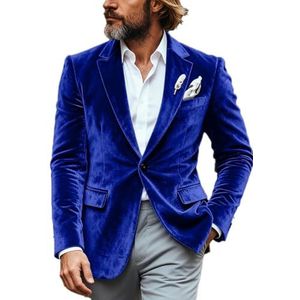 Fluwelen smoking blazer met één knop jas piekrevers bruiloft feest gekleed bal fluwelen jas workout, koningsblauw, S