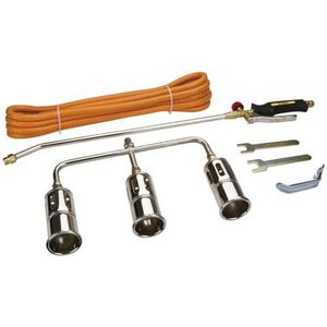 TOPEX Drievoudige gasbrander 99 kW - dakbrander - branddiameter 60 mm, 1850 °C vlamtemperatuur - 5 m slang - 2 contersleutels - brander onkruidverdelger - vlamapparaat - brander solderen