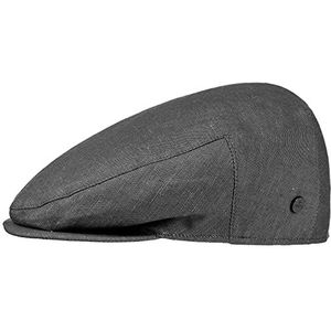Lierys Inglese linnen flatcap heren - Flat cap made in Italy - Flatcap van linnen en katoen - Zomercap in denim-look - Modellen voorjaar/zomer - 62 cm zwart
