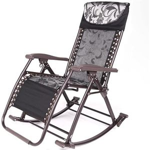 GEIRONV Vouwbare schommelstoelen, verstelbare hoek Sun Loungers Zomertuin Strandstoel Bureau Siesta Casual fauteuil Sofa stoel Fauteuils (Color : Black)