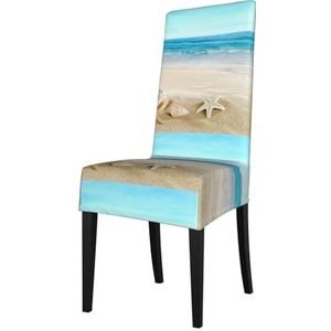 KemEng Seashells Zand, Stoelhoezen, Stoelbeschermer, stretch, eetkamerstoelhoes, stoelhoes voor stoelen