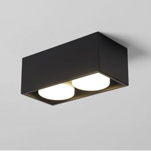 RXPVUXE 2-lichts moderne LED-plafondspot rechthoekig opbouw plafond-downlight zwart/wit hal verlichtingsarmatuur 20cm lengte minimalistische plafondlamp voor eetkamer 7W * 2
