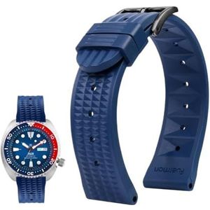 20mm 22mm rubberen horlogeband geschikt for Seiko IWC Citizen wafelband armbanden mode universele heren duiker siliconen sporthorlogeband (Color : Blue-black, Size : 22mm)