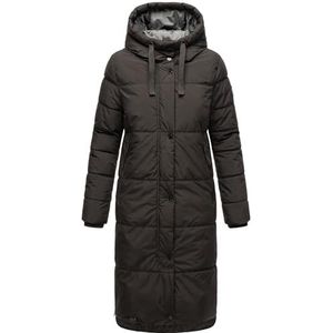 MARIKOO Soranaa Winterjas voor dames, warme gewatteerde jas, lang, met capuchon, XS-XXL, zwart, S