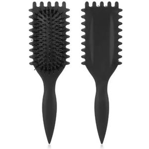 Krullend haar Kapperskam Vrouwen ontwarrende kammen Haar rechttrekken Hoofdhuid Massager Kammen Snoepborstelgereedschap(Black)
