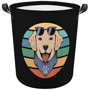 Retro Golden Retriever Hond Grappige Wasmanden Met Handvatten Waterdichte Opvouwbare Kleding Hampers Opslag Bin Organizer
