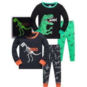 LOLPIP Jongenspyjama met lange mouwen, 4-delig, kleine kinderen, nachtkleding, pyjamaset, 2-14 jaar, 6 Jaar