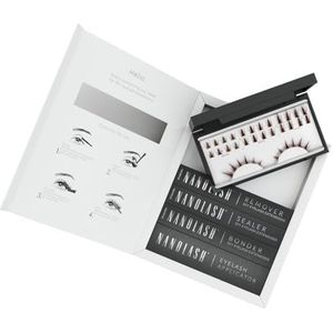 Starter kit wimperextensions in cluster voor zelf verlenging thuis Nanolash - complete kit voor DIY wimper extensions, valse wimper in clusters (Bruin, FLIRTY)