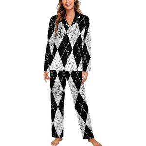 Argyle Plaid Preppy Stijl Lange Mouw Pyjama Sets voor Vrouwen Klassieke Nachtkleding Nachtkleding Zachte Pjs Lounge Sets