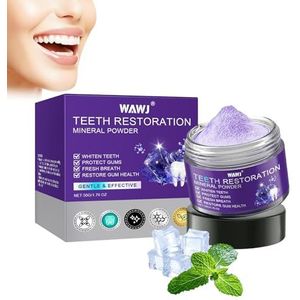 WAWJ® Mineral Tooth Powder, Organic Mineral Powder to Restore Teeth, tandherstel ter versterking van tanden, mineraalpoeder voor tandrestauratie, beschermt het tandvlees en verfrist de adem