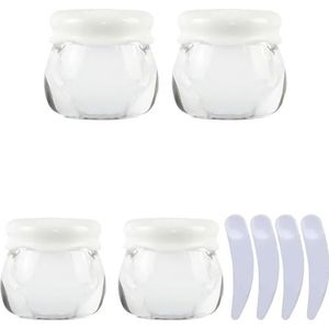 OIFAODAO， Pak van 4, lege roze 10 ml plastic cosmetische potten containerpot lippenbalsem lotion opslagcontainer gezichtscrème reisfles + x spatel ，Cosmetische potjes(Clear)