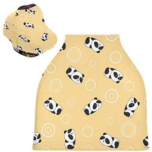 Schattige panda geel rekbaar babyautostoeltje, luifel verpleeghoezen, zacht ademend winddicht sjaal wisselkussen voor winter baby borstvoeding jongens