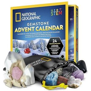 NATIONAL GEOGRAPHIC Adventskalender met edelstenen 2023, adventskalender voor kinderen, met 24 edelstenen om dagelijks te openen, volledige steenverzameling, mini-edelsteen-grafset