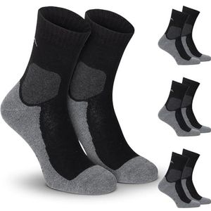 gipfelsport Wandelsokken van merinowol, sokken voor outdoor, trekking, trekkingsokken, wandelsokken met natuurlijke scheerwol voor dames, heren en kinderen, Dik zwart (3 x paar - set), 32-35 EU